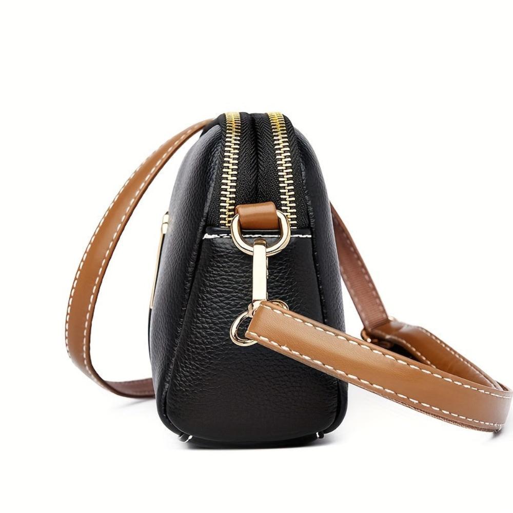 Mila – Compacte Litchi-Relief Schoudertas met Moderne Uitstraling