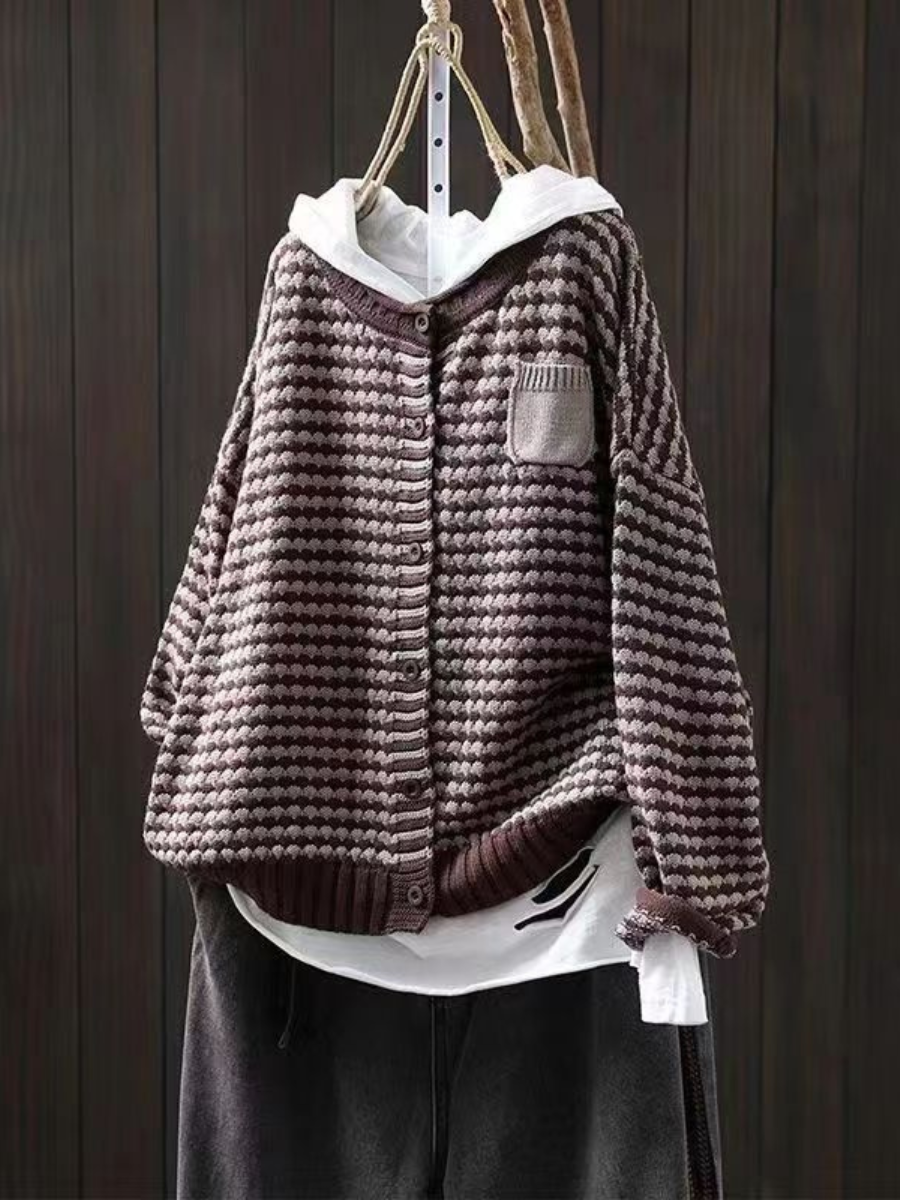 SELIORA | GESTREEPT GEBREID VEST