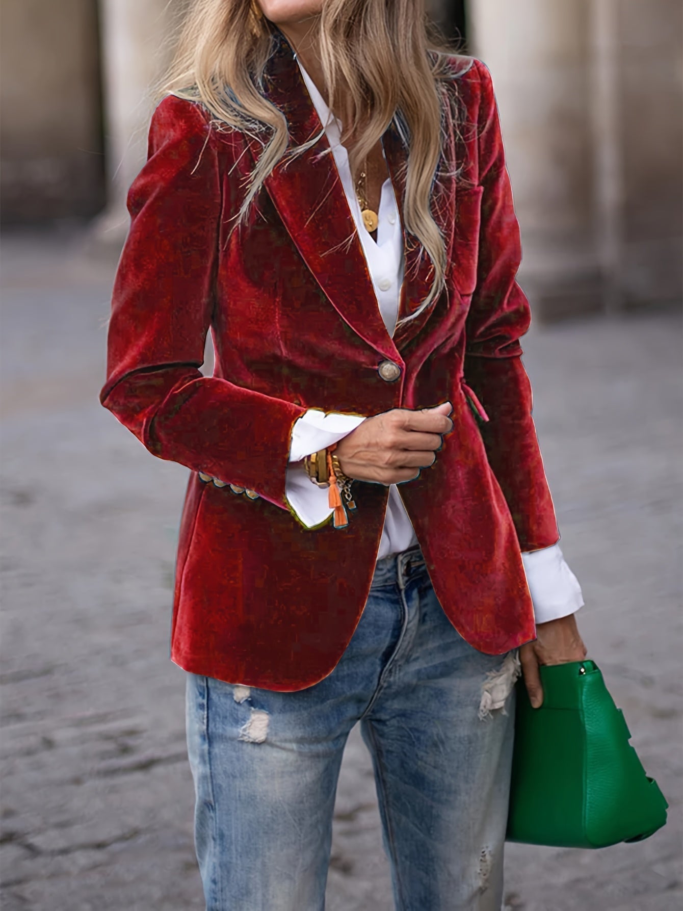Marnie – Stijlvolle Velvet Blazer met Slim Fit