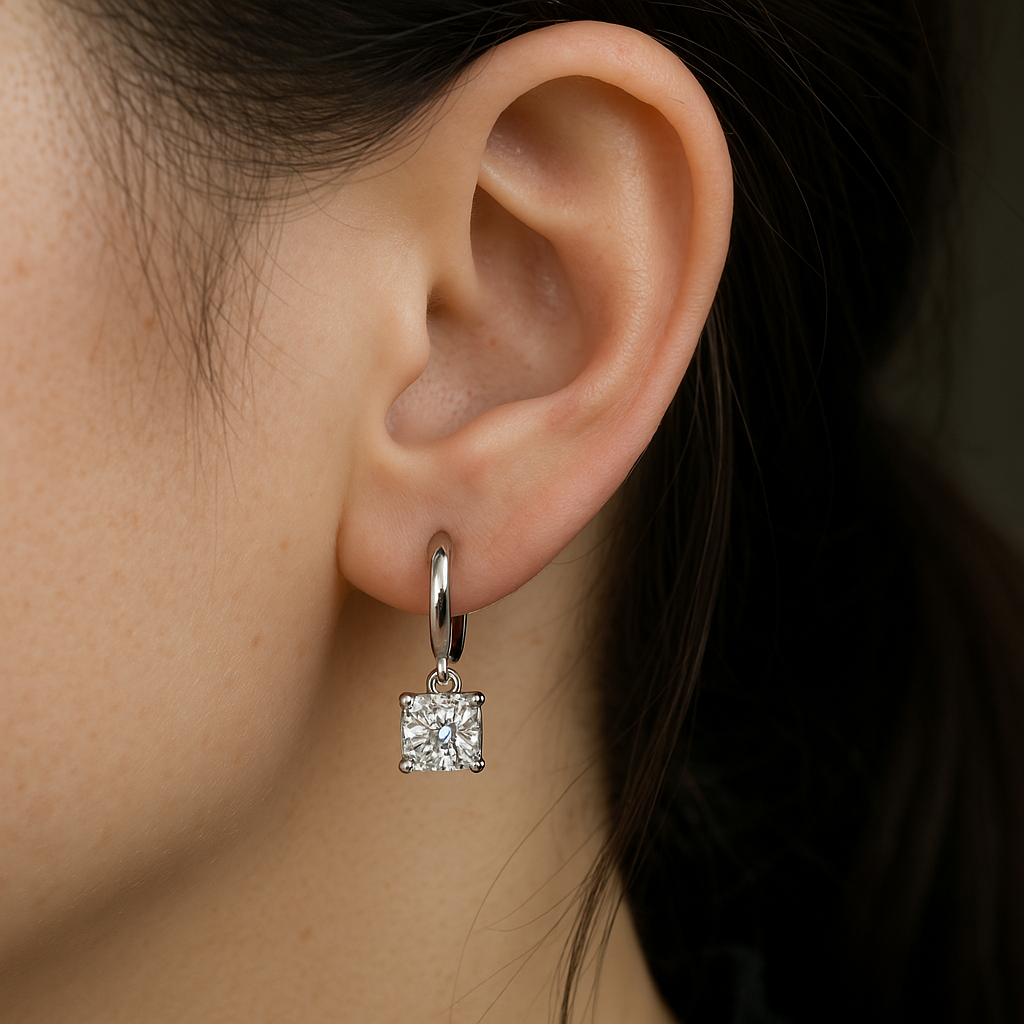 Aurora Vierkante Druppel Oorbellen | Witgoud
