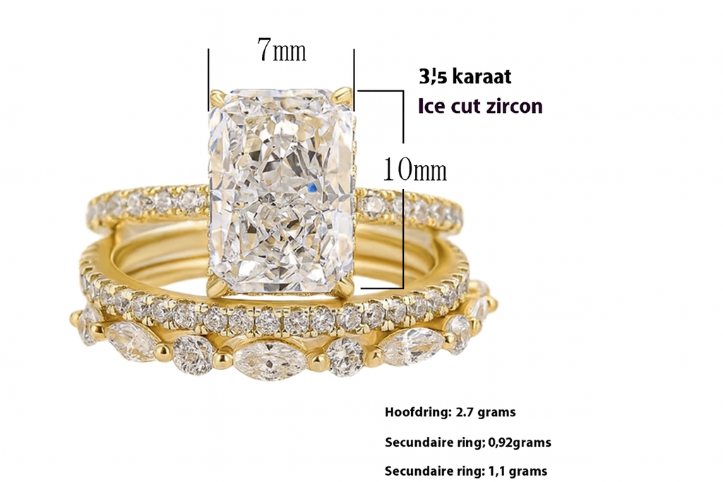 Jaily 3-delige Trouwring Set | Goud