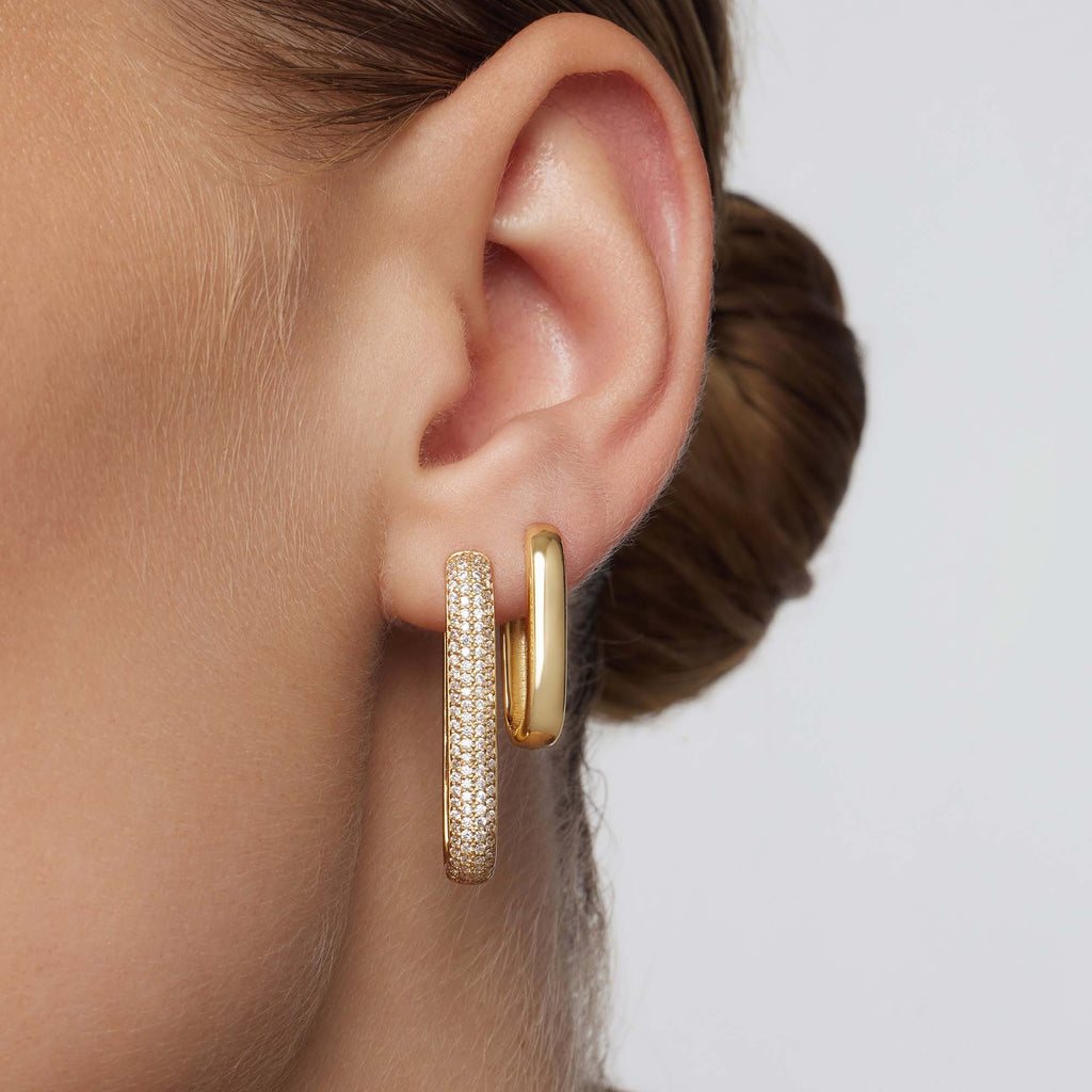 Grote Icon Pavé Hoops | Goud