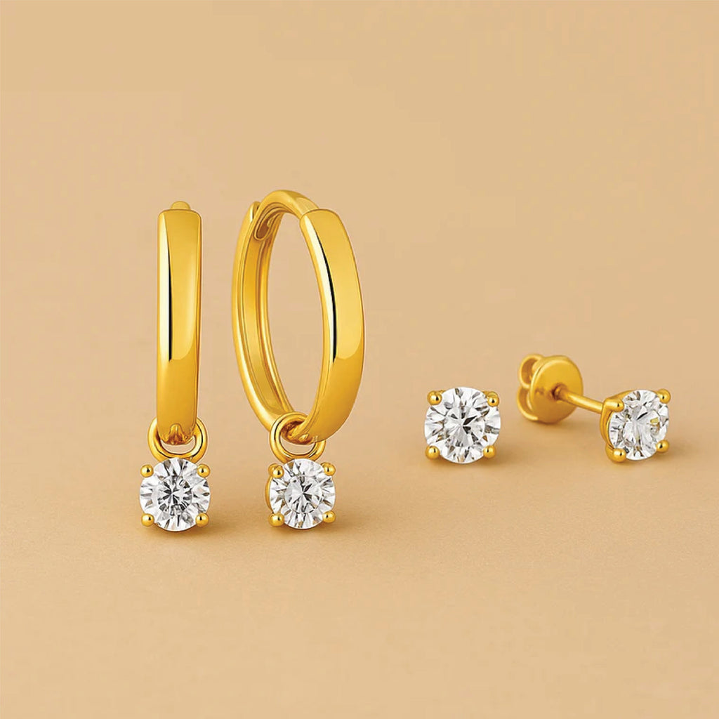 Larmes de Lune Oorbellen Set – Gouden Maanlichtelegantie