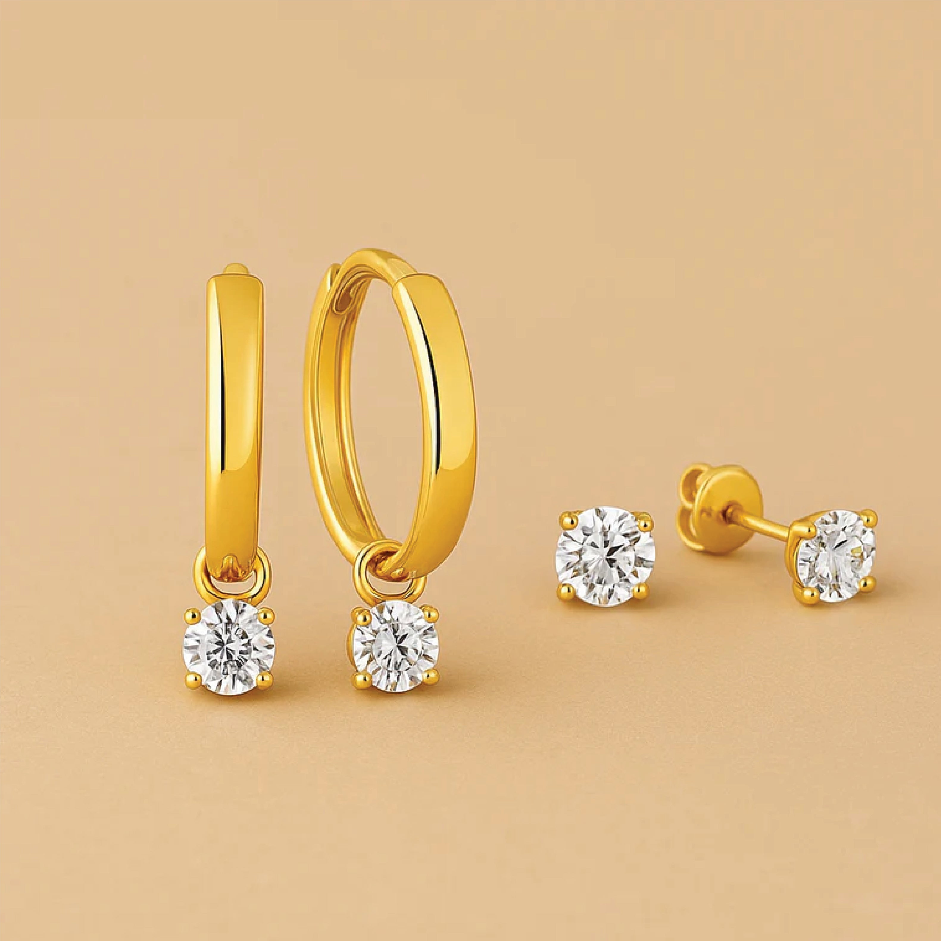 Larmes de Lune Oorbellen Set – Gouden Maanlichtelegantie