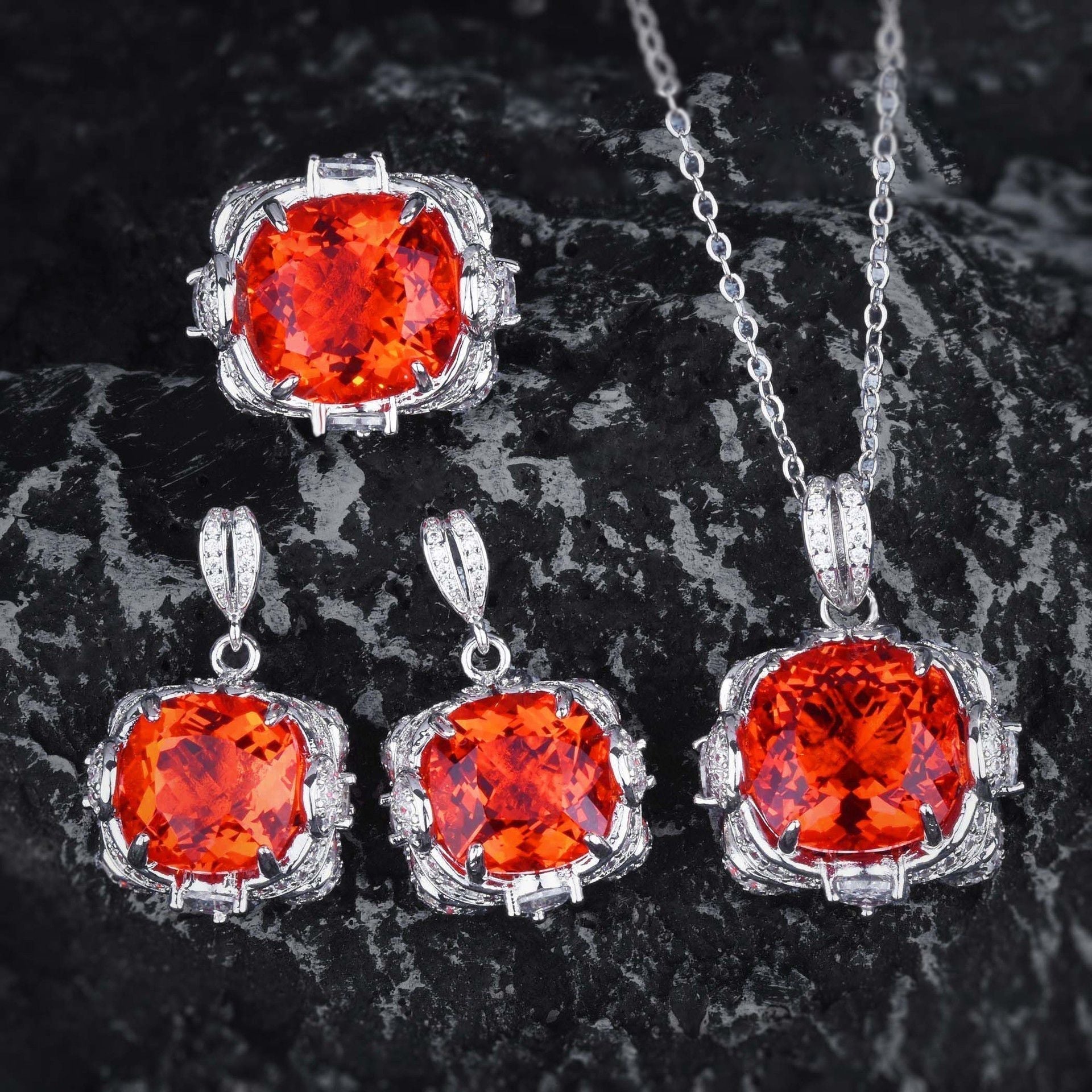 Velora Thandrelle aquamarijn set | witgoud