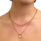 Open Cirkel Drielagen Ketting | Goud