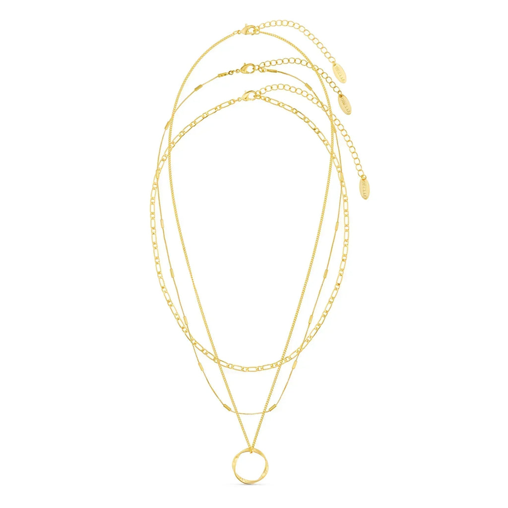 Open Cirkel Drielagen Ketting | Goud