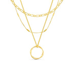 Open Cirkel Drielagen Ketting | Goud