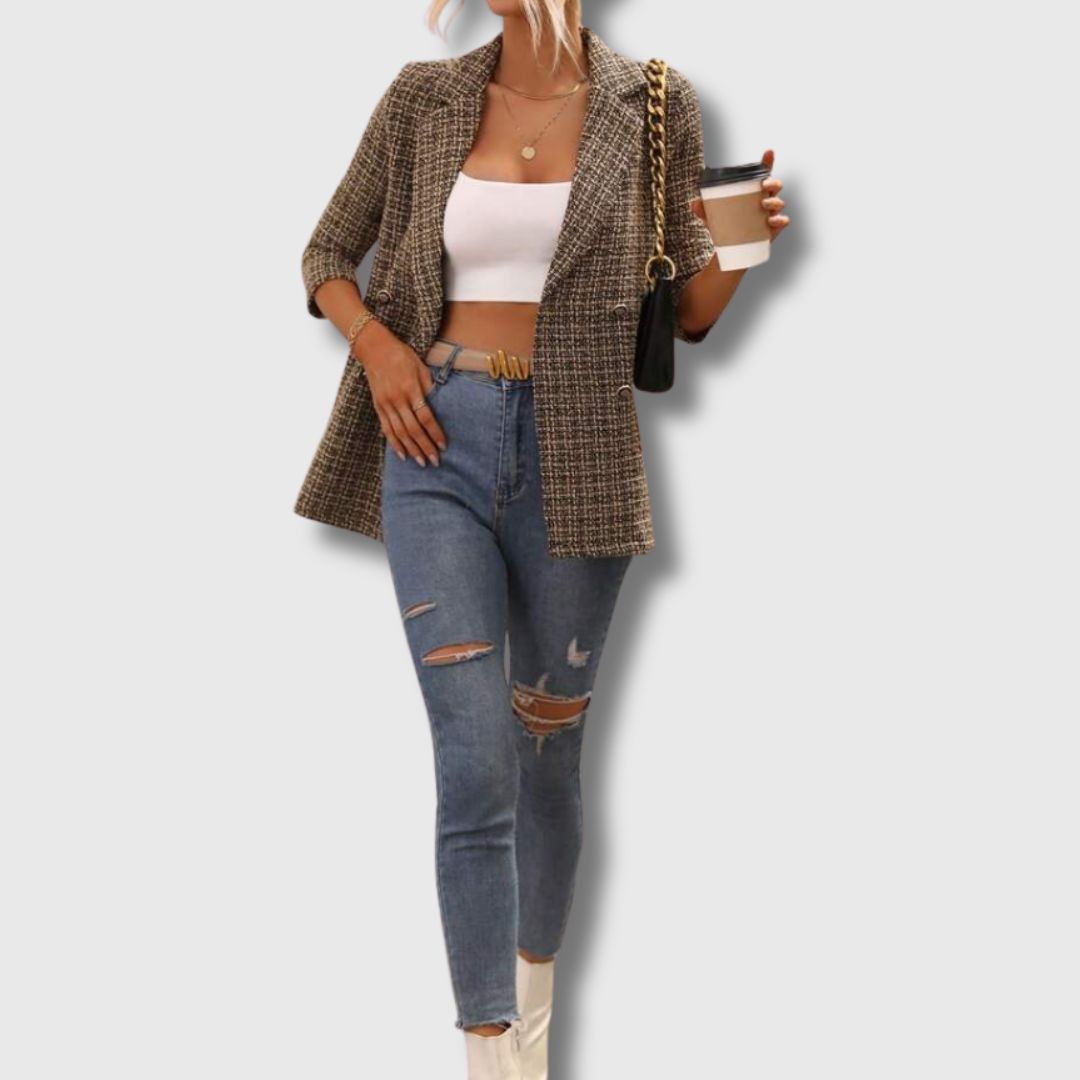 Sabine – Tijdloze chique damesblazer in tweed