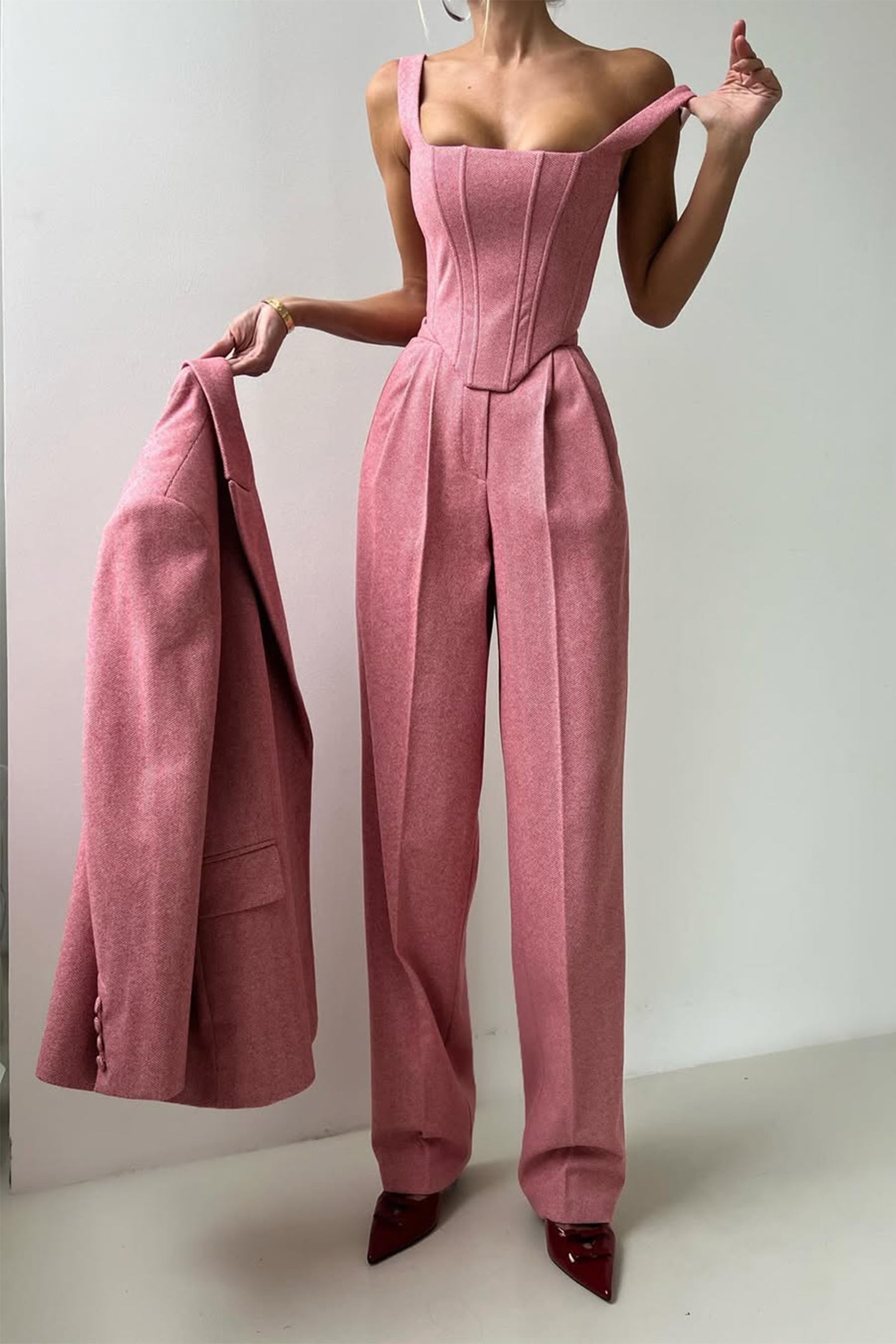Dolce – Drieluik set met dubbelgeknoopte blazer