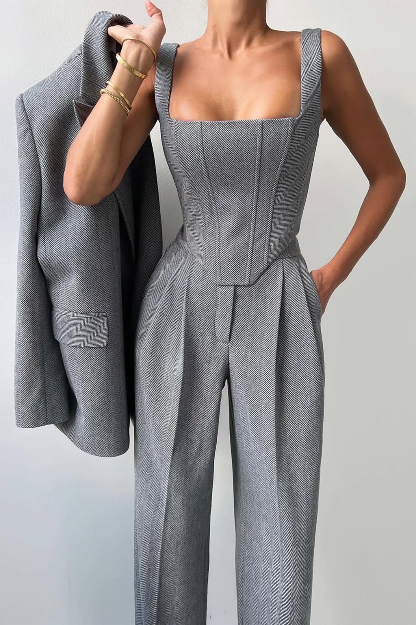 Dolce – Drieluik set met dubbelgeknoopte blazer