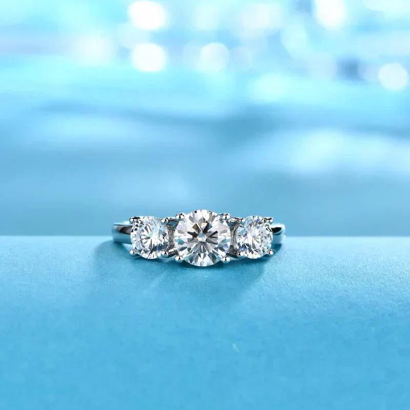 Clare Driedubbele Steen Ring | Witgoud