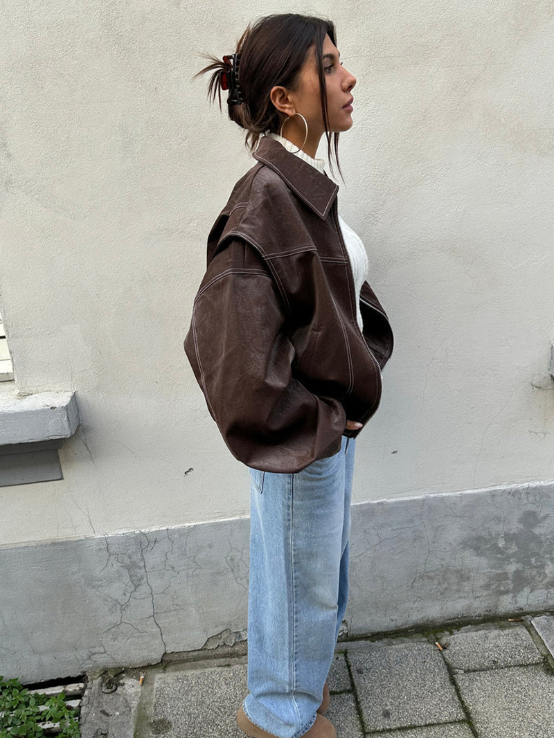 Orla - Oversized jas met contrasten