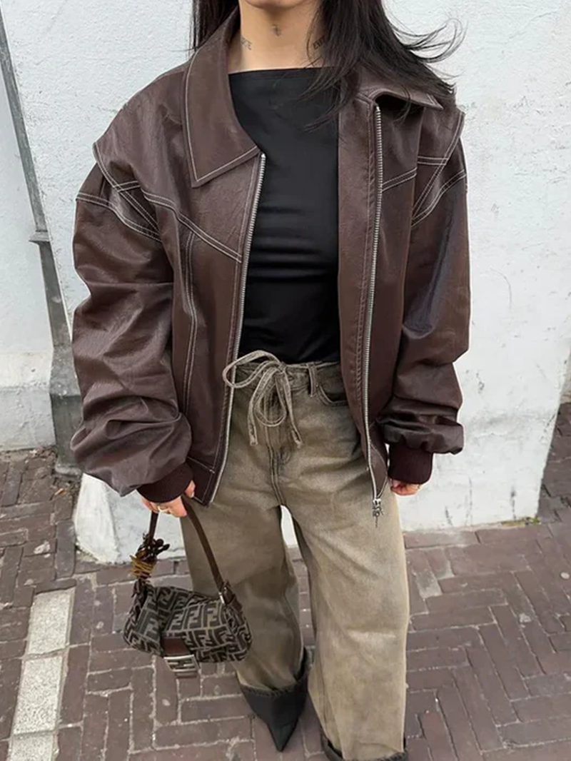 Orla - Oversized jas met contrasten