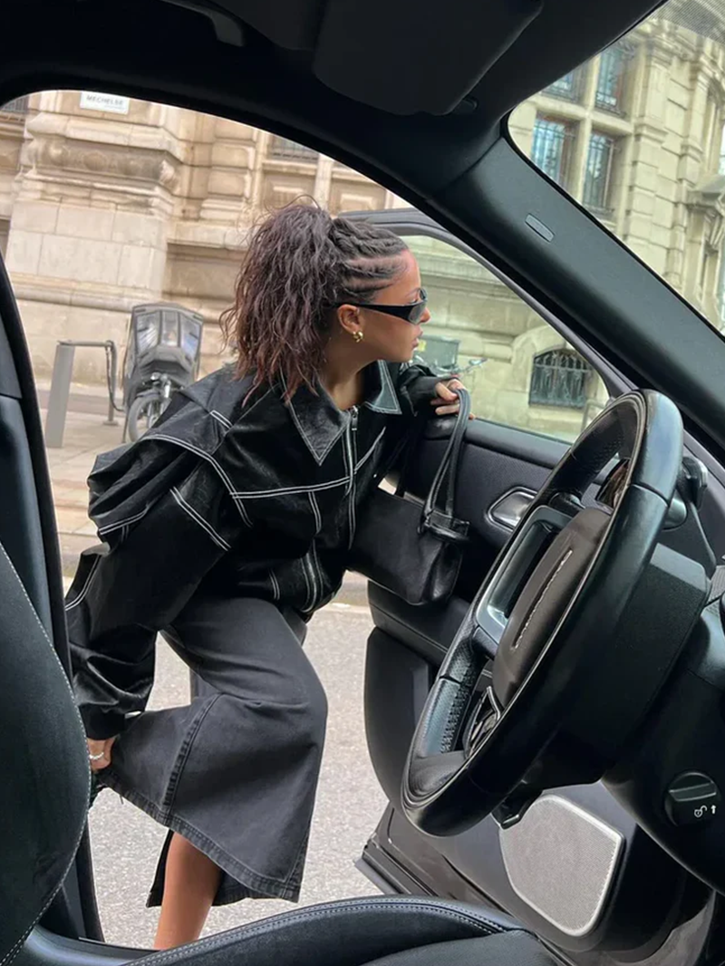 Orla - Oversized jas met contrasten