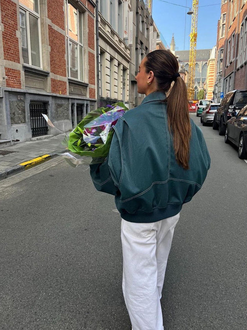 Orla - Oversized jas met contrasten