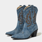 Veloria – Stijlvolle Denim Laarzen tot de Enkel