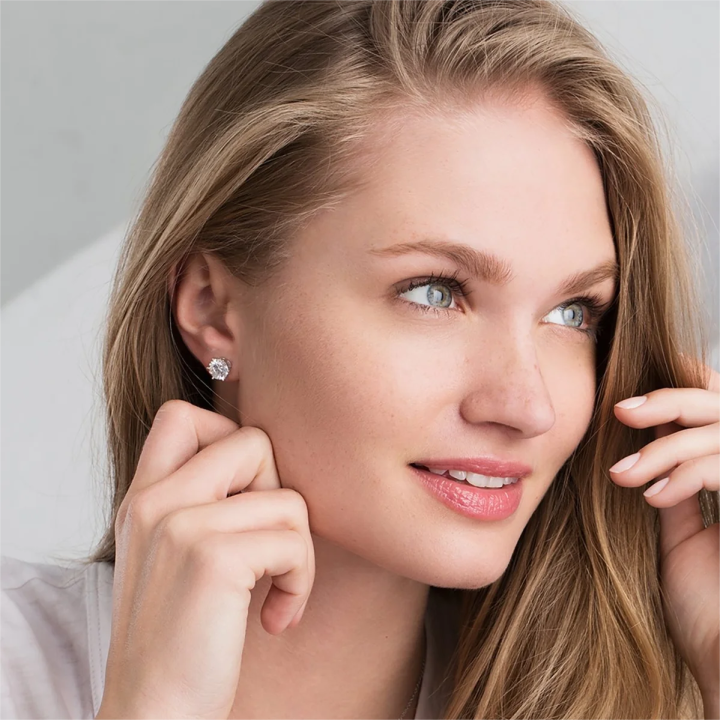 Moissaniet Schroefsluiting Oorbellen | Witgoud